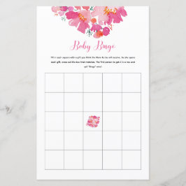 Jogo de Bingo para Chá de Bebê Floral Baby in Bloo