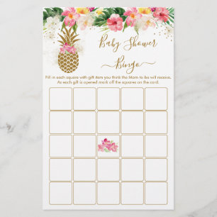 Jogo de Bingo para Chá de Bebê Floral Tropical de