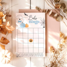 Jogo de bingo para chá de bebê Halloween Blue Boo