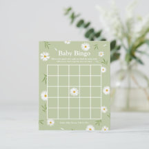 Jogo de Bingo para Chá de Bebê Margaridas Verde Sa