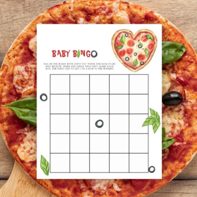 Jogo de Bingo para chá de bebê Pizza Baby (Criador carregado)