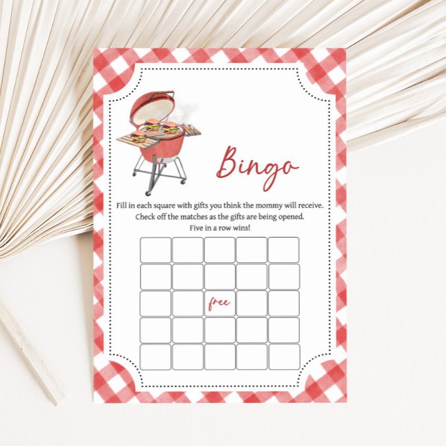 Jogo de Bingo para Chá de Bebê Red Burger BBQ (Burger BBQ Baby Shower Game)