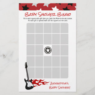 Jogo de Bingo para Chá de Bebê Red Rock Star Rock