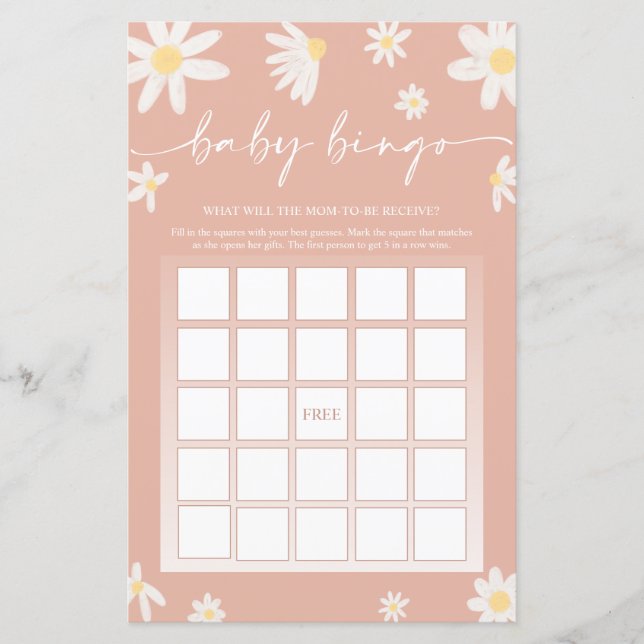Jogo de Bingo para Chá de Bebê Rosa   (Frente)
