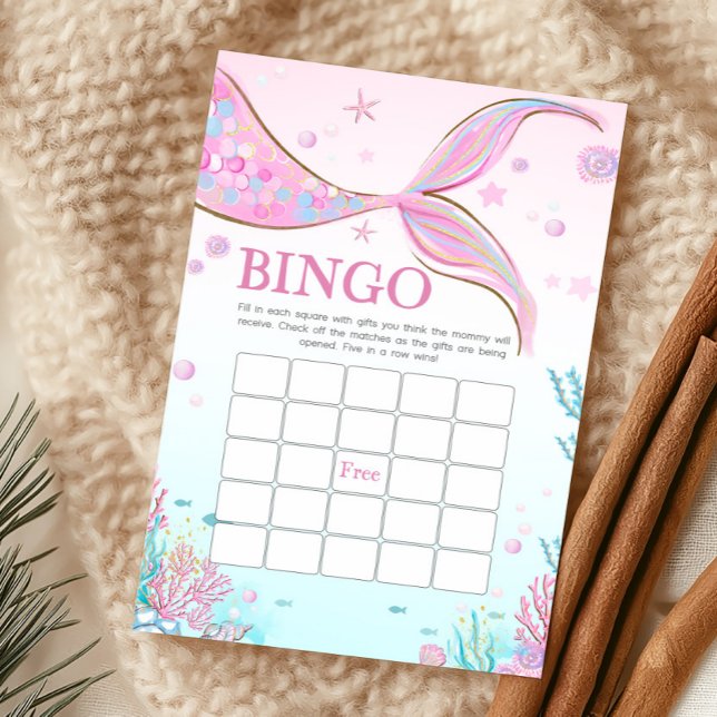 Jogo de Bingo para Chá de Bebê Sereia (Under the Sea Baby Shower Bingo Game)