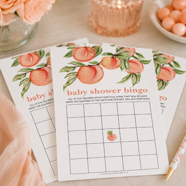Jogo de Bingo para Chá de Bebê Sweet Peach (Criador carregado)