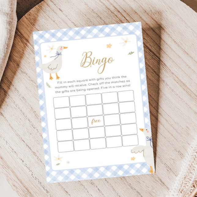 Jogo de Bingo para Chá de Bebê Xadrez Ganso Bobo (Silly Goose Baby Shower Game)
