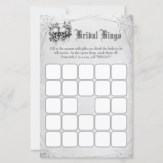 Jogo de Bingo para Chá de Noiva de Halloween com C (Frente)