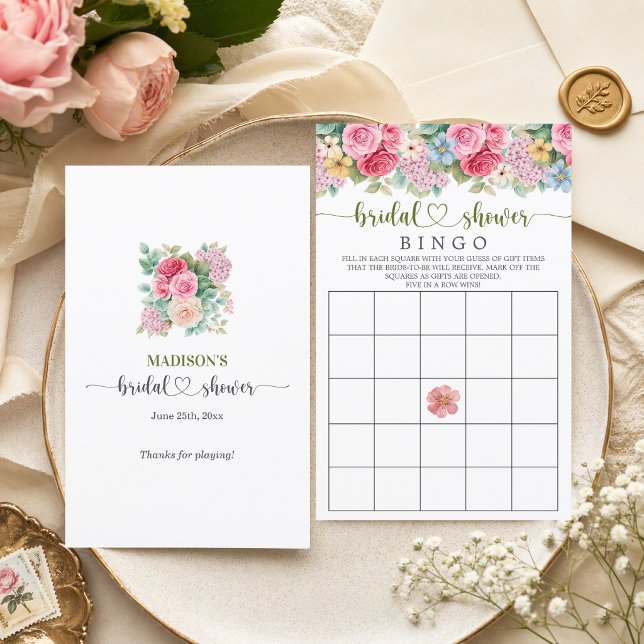Jogo de Bingo para Chá de Noiva Floral Chic (Criador carregado)