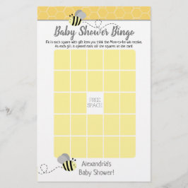 Jogo de Bingo para Chás de Bebê com Abelha Bumble 