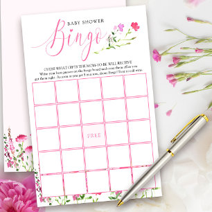 Jogo de Bingo para Chás de Bebê com Flor Silvestre