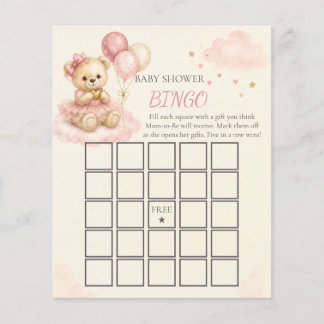 Jogo de Bingo para Chás de Bebê com Urso Teddy Ros