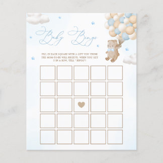 Jogo de Bingo para Chás de Bebê Urso Teddy Azul