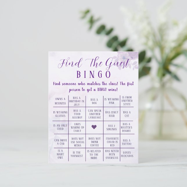 Jogo de Bingo Personalizado para Convidados com Es (Em pé/Frente)