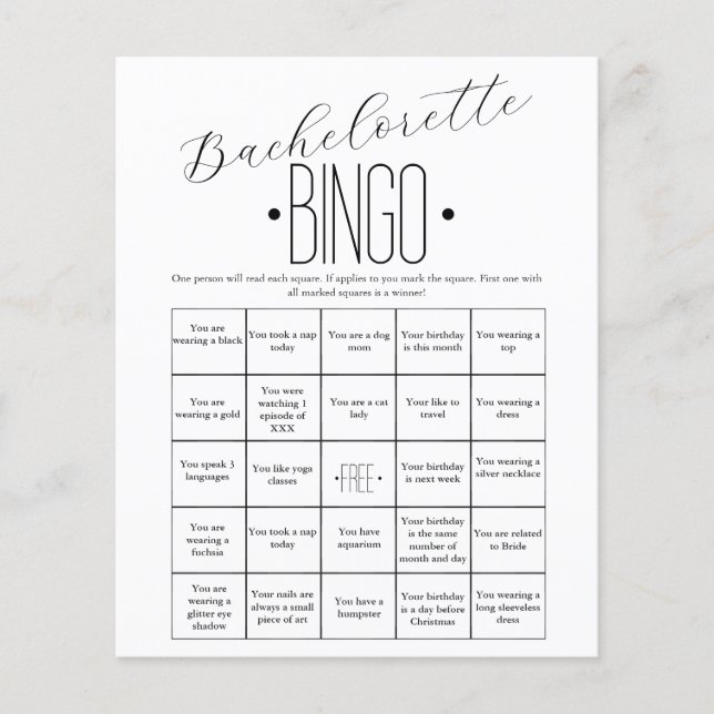 Jogo de Bingo Simples e Minimalista (Frente)