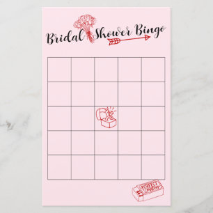 Jogo de Bingo Vermelho e Rosa Adorável