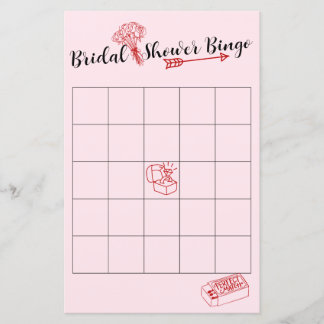 Jogo de Bingo Vermelho e Rosa Adorável