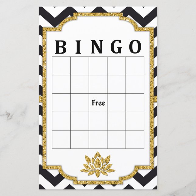 Jogo de bingo White Chevron Preto (Frente)