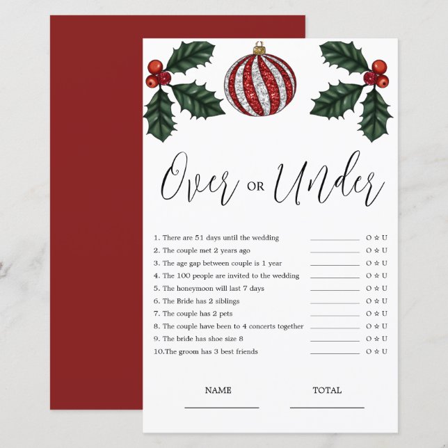 Jogo de Brida de Natal ou Sob Orçamento (Frente/Verso)