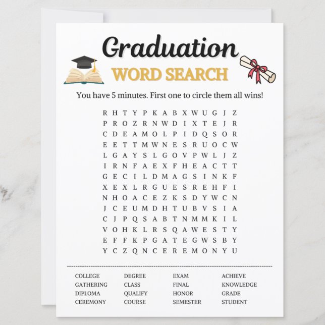 Jogo de Busca de Palavras de Formatura (Frente)