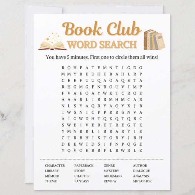 Jogo de Busca de Palavras do Clube do Livro (Frente)
