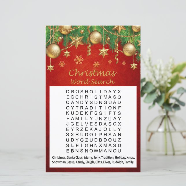 Jogo de busca de palavras natal brinquedos dourado (Em pé/Frente)