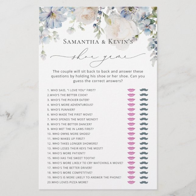 Jogo de Calçado do Chá de panela Floral Azul Moder (Frente)