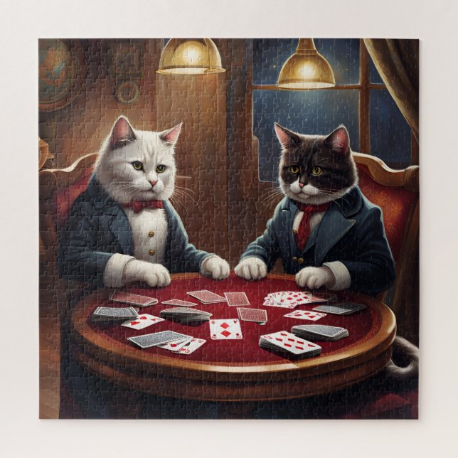 jogo de cartas de gatos AI art quebra-cabeça (Vertical)