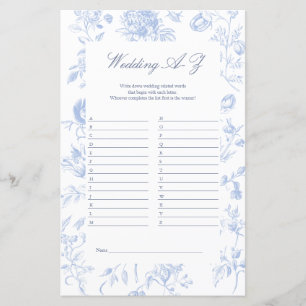 Jogo de Casamento de A a Z Chuveiro de Noiva Blu
