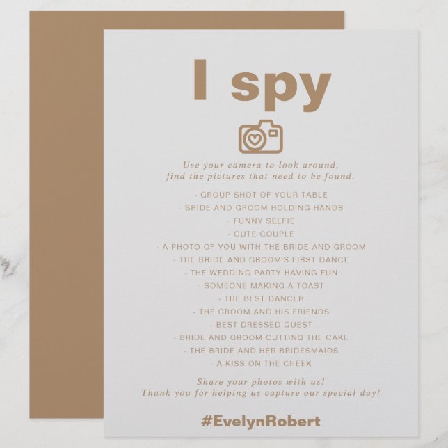 Jogo de Casamento de Espião I Espião Elegante Mini (Frente/Verso)