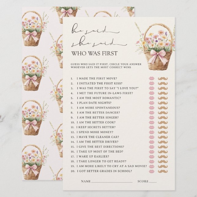 Jogo de Casamento Floral He Said She Said Mercado  (Frente/Verso)