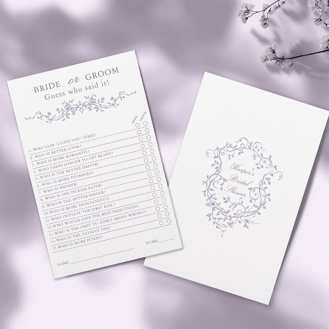 Jogo de casamento 'Noiva ou Noivo' com Lavanda Fra (Front & Back)