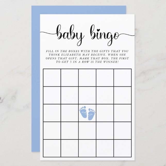 Jogo de Chá Baby Boy Blue Bingo (Frente/Verso)