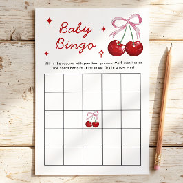 Jogo de Chá de Bebê Baby Bingo Cereja no Topo com 