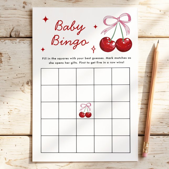Jogo de Chá de Bebê Baby Bingo Cereja no Topo com  (Criador carregado)