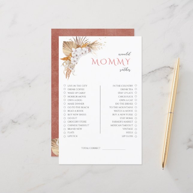 Jogo de Chá de Bebê Boho Floral - O Que a Mamãe Pr (Frente/Verso In Situ)