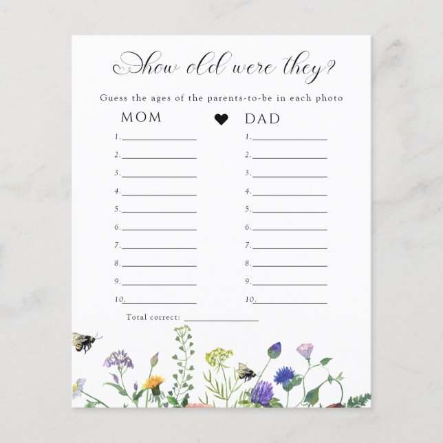 Jogo de Chá de Bebê com Folhagem de Flor Silvestre (Frente)