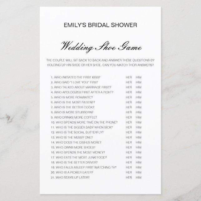 Jogo de Chá de casamento de Jogo de Calçado de Cas (Frente)