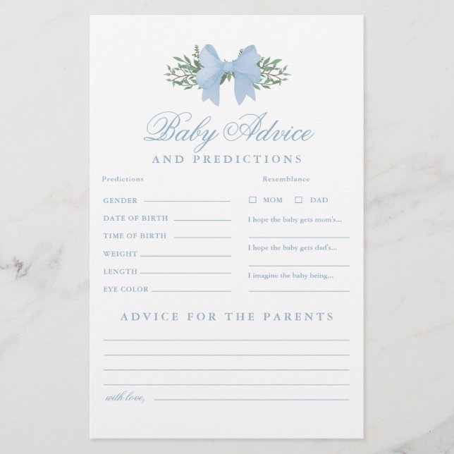 Jogo de Chá de Conselhos de Bebê de Arco Azul e Pr (Frente)