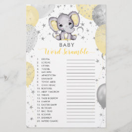 Jogo de Chá de Elefante Amarelo do Baby Word Scram