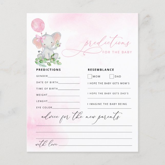 Jogo de Chá de Elefante Bonito para Previsões de B (Frente)