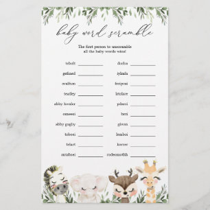 Jogo de Chá de fraldas de Animais Safari