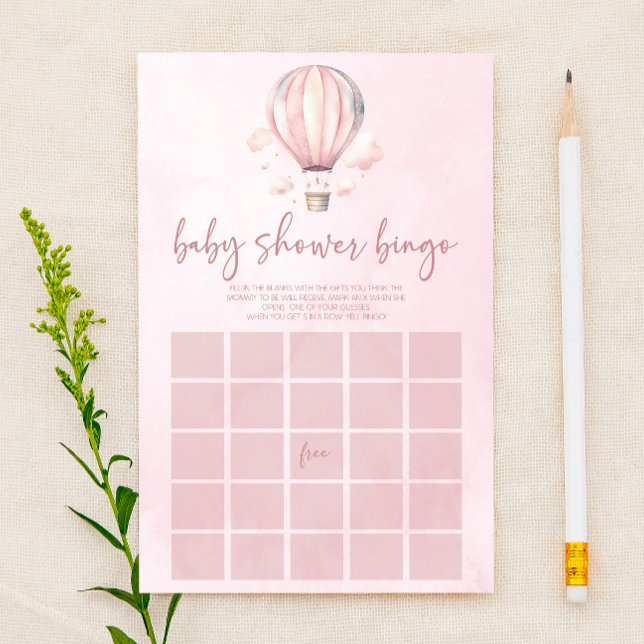 Jogo de Chá de fraldas de Balão de Ar Quente Rosa (Criador carregado)