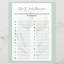 Jogo de Chá de fraldas de Bebê Verde Sage A to Z