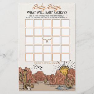 Jogo de chá de fraldas de bingo de bebê Wild West 