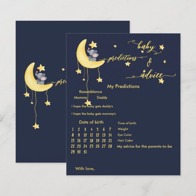 Jogo de Chá de fraldas de Elefante e Borboleta (Frente/Verso)