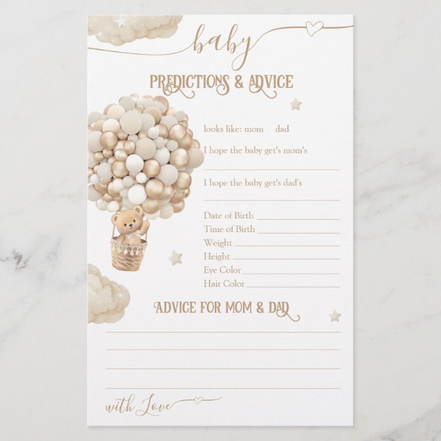 Jogo de Chá de fraldas de Espera do Bear Balloons (Frente)