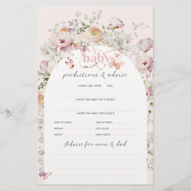 Jogo de Chá de fraldas de Garota Floral Rosa-Blush (Frente)