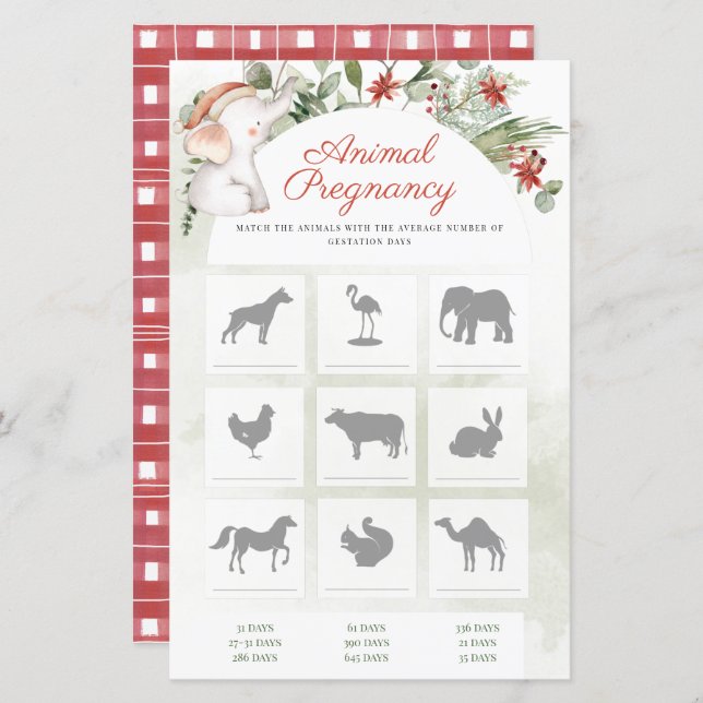 Jogo de Chá de fraldas de Grávida de Animais de Na (Frente/Verso)