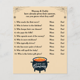 Jogo de Chá de fraldas de Halloween adivinha quem